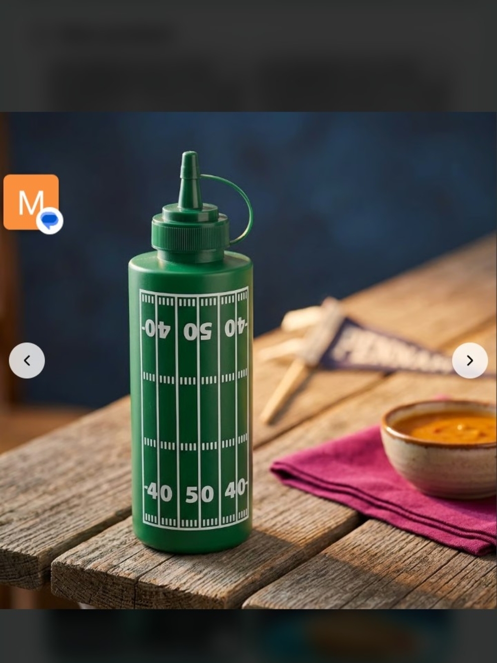 Green Football Field Themed Condiment Squeeze Bottle